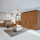 Ver imagem 1 de Quarto de Casal Completo com Guarda-Roupa, Cama, Cômoda e 2 Mesa de Cabeceiras Reali New Móveis Lopa