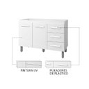 Ver imagem 5 de Balcão para Pia Bianca sem Tampo 120 cm 2 Portas 3 Gavetas Moblis: Branco