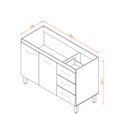 Ver imagem 6 de Balcão para Pia Bianca sem Tampo 120 cm 2 Portas 3 Gavetas Moblis: Branco