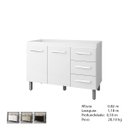 Ver imagem 4 de Balcão para Pia Bianca sem Tampo 120 cm 2 Portas 3 Gavetas Moblis: Branco