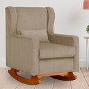 Ver imagem 2 de Poltrona C/ Puff Balanço Amamentação Aurora Suede Cappuccino - Lm Decor