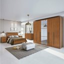 Ver imagem 1 de Quarto de Casal Completo com Guarda-Roupa, Cama, Cômoda e 2 Mesa de Cabeceiras Reali New Móveis Lopa