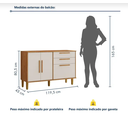 Ver imagem 4 de Balcão 3 Portas 2 Gavetas Lorena Kaiki Móveis - Nature/off