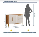 Ver imagem 4 de Balcão 3 Portas 2 Gavetas Lorena Kaiki Móveis - Nature/off