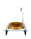 Ver imagem 1 de GABINETE COM CUBA CHAPEU 10MM DOURADO REAL COM TAMPO 40CM INCOLOR MAIS TORNEIRA METAL CROMADA