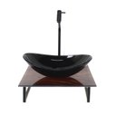 Ver imagem 1 de Gabinete de Vidro com Cuba Oval com Tampo de Vidro 40cm X 40cm Madeira Nogueira