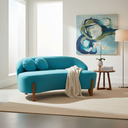 Ver imagem 1 de Namoradeira Sofá Feijão Moscou 130cm Orgânica Veludo Azul Turquesa