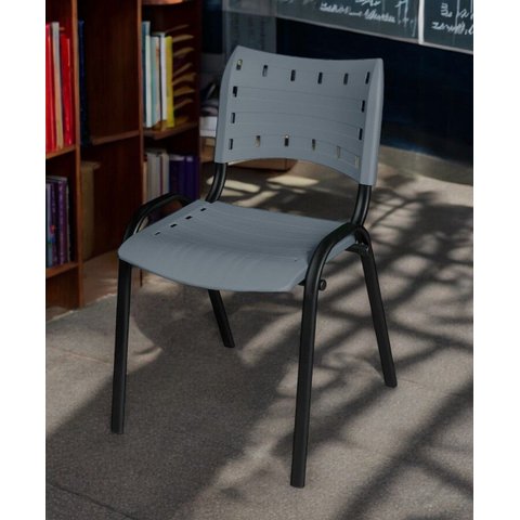 Cadeira Iso Base Preto Escola, Escritório Cinza Kit 6 Un