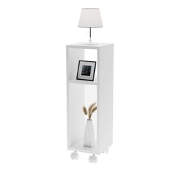 Mesa de Cabeceira Pequena com Rodinhas 20x20x60cm Branco Quarto Sala - 1