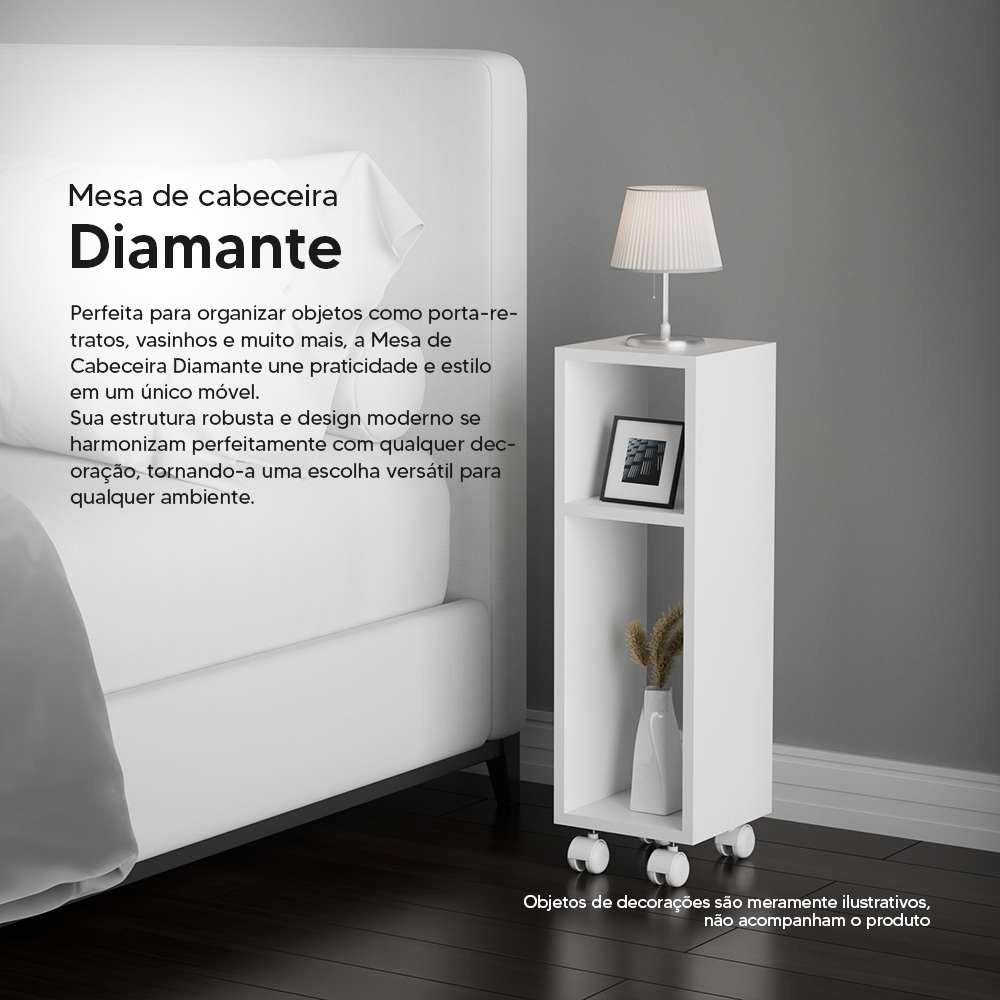 Mesa de Cabeceira Pequena com Rodinhas 20x20x60cm Branco Quarto Sala - 4