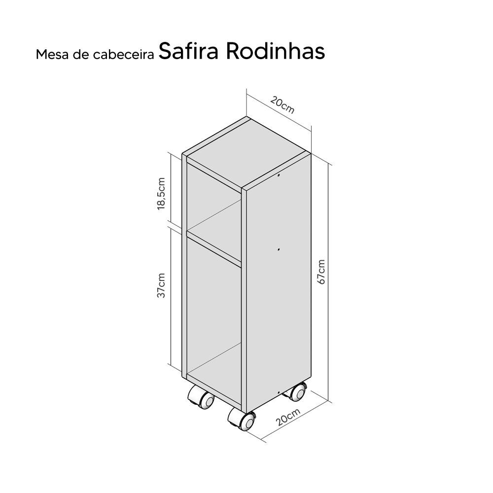 Mesa de Cabeceira Pequena com Rodinhas 20x20x60cm Branco Quarto Sala - 5
