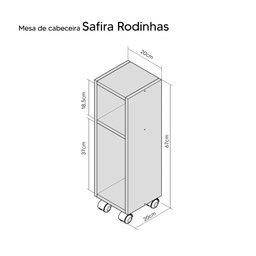 Mesa de Cabeceira Pequena com Rodinhas 20x20x60cm Branco Quarto Sala - 5