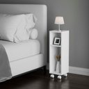 Ver imagem 3 de Mesa de Cabeceira Pequena com Rodinhas 20x20x60cm Branco Quarto Sala