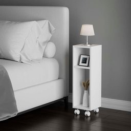 Mesa de Cabeceira Pequena com Rodinhas 20x20x60cm Branco Quarto Sala - 3