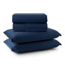 Ver imagem 3 de Jogo de Lençol Cama Casal 4 Peças 100% Algodão Malha Penteada:marinho