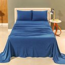 Ver imagem 2 de Jogo de Lençol Cama Casal 4 Peças 100% Algodão Malha Penteada:marinho