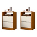 Ver imagem 1 de Kit 2 Mesas de Cabeceira Sole 2 Gavetas Flex Off White/cinamomo - Móveis Albatroz