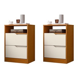 Kit 2 Mesas de Cabeceira Sole 2 Gavetas Flex Off White/cinamomo - Móveis Albatroz - 1