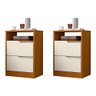 Kit 2 Mesas de Cabeceira Sole 2 Gavetas Flex Off White/cinamomo - Móveis Albatroz - 1