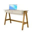 Ver imagem 2 de Mesa de Computador Cavalete 2 Gavetas Off White Madeira Old Tebarrot