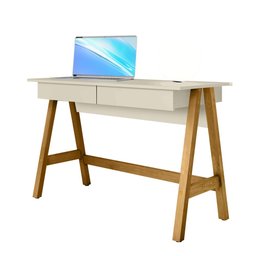 Mesa de Computador Cavalete 2 Gavetas Off White Madeira Old Tebarrot - 2