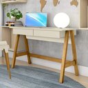 Ver imagem 1 de Mesa de Computador Cavalete 2 Gavetas Off White Madeira Old Tebarrot