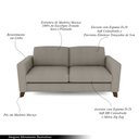 Ver imagem 3 de Sofá Sala de Estar Living 3 Lugares 280cm Presley Pés Madeira Linho Cinza Claro G52 - Gran Belo