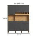 Ver imagem 4 de Cozinha Compacta Pinot 6 Portas 1 Gaveta 100% MDF Amêndoa/Chumbo - Rio Doce