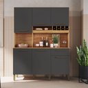 Ver imagem 1 de Cozinha Compacta Pinot 6 Portas 1 Gaveta 100% MDF Amêndoa/Chumbo - Rio Doce