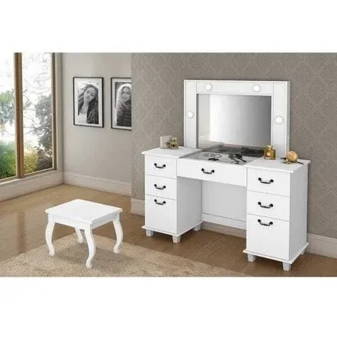 Penteadeira Luapa Seul Camarim com Banqueta - Branca