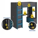 Ver imagem 6 de Cama Infantil 196,2cm com Guarda Roupa Balcão e Escrivaninha Cor:grafite com Azul Secreto