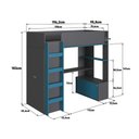 Ver imagem 4 de Cama Infantil 196,2cm com Guarda Roupa Balcão e Escrivaninha Cor:grafite com Azul Secreto