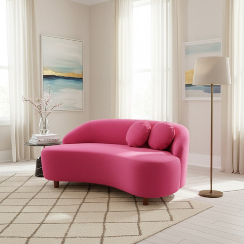 Namoradeira Sofá Feijão Cancún 150cm Orgânica Couro Rosa Pink