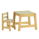 Ver imagem 1 de Conjunto Mesa Mesinha Cadeira Infantil Madeira Freijó/verde