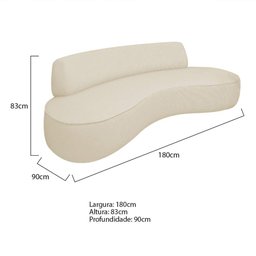 Sofá Curvo 3 Lugares Amsterdã 180cm Linho - 4