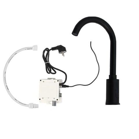 Torneira Banheiro Automatica Sensor Bica Alta Preta