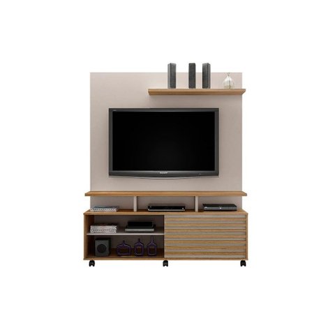 Estante Home Theater para Tv até 60 Polegadas 1 Porta Star Off White/cinamomo Valdemóveis