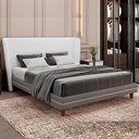Ver imagem 1 de Cama Japonesa com Cabeceira Corea Queen Courino Cinza / Bouclê Suave Off White - Sallar Home