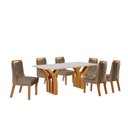 Ver imagem 2 de Conjunto de Jantar Mesa Miami Tampo MDF e Vidro com 6 Cadeiras Atena Yescasa Marrom/Castanho Cinamomo/Pena Caramelo/Off White