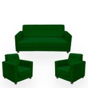 Ver imagem 1 de Sofá + 2 Poltrona para Sala de Estar Moderno Confortável Veneza Suede