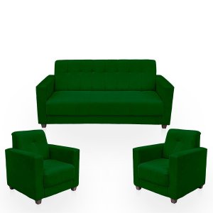 Sofá + 2 Poltrona para Sala de Estar Moderno Confortável Veneza Suede