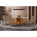 Ver imagem 1 de Conjunto: Mesa Sala Jantar Nevada Curvo 180cm + 6 Cadeiras Dakota Madeira Naturale/off White -