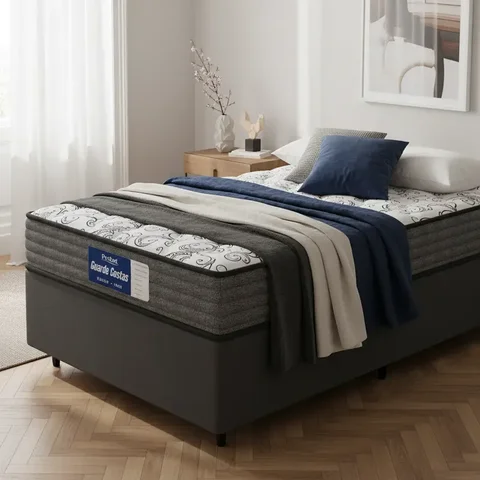 Cama Box + Colchão de Espuma D60 Double Face Comfort Force Probel Solteiro 88cm