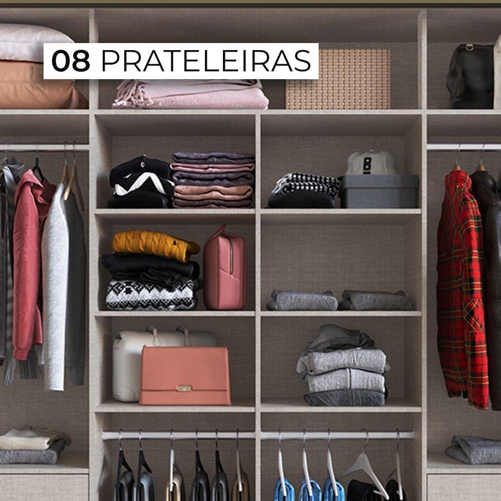 Guarda-Roupa Casal Édez Lion, 2 Portas de Correr, Espelho, Fendi e
