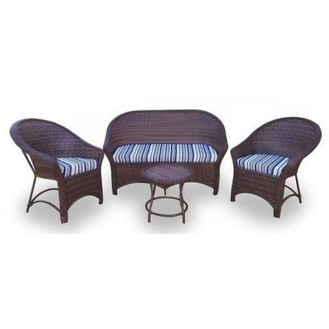 Conjunto de Sofá Fibra Sintética Bali Promo - 1 Sofá 2L + 2 Poltronas + 1 Mesa Centro - Tecido Alant
