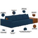 Ver imagem 4 de Sofá Ilha Modular para Sala 342cm com Puff Dublin K01 Veludo Azul Sintético Caramelo - Lyam Decor