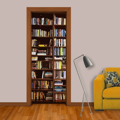 Adesivo de Porta Estante de Livros 1 Arte Destaque M - 0,83 X 2,13 Metros