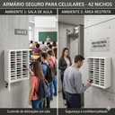 Ver imagem 7 de Armário Porta Celular 42 Vãos Organizador Escola Empresa Academia Guarda Nichos KA01 Branco
