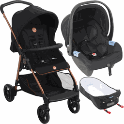 Carrinho de Bebe com Bebe Conforto e Moises Burigotto Lui Cobre - 1