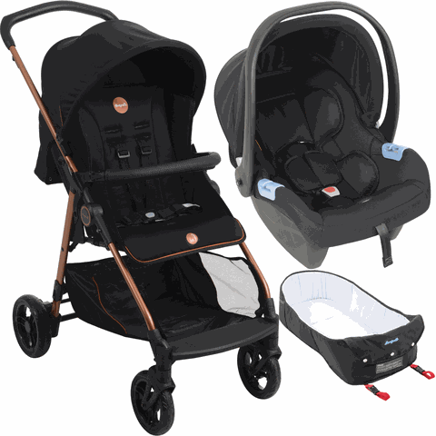Carrinho de Bebe com Bebe Conforto e Moises Burigotto Lui Cobre